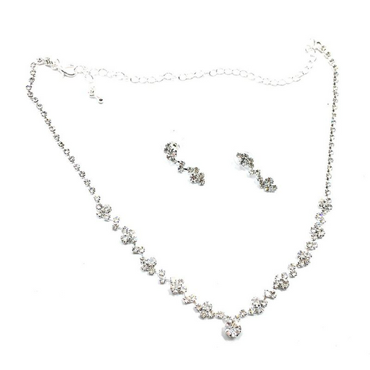 Fashion Shiny Rhinestone Silver Alloy Necklace and Earrings Set