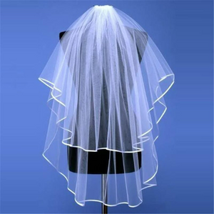Elegant Double Layer Satin Trim Wedding Veil