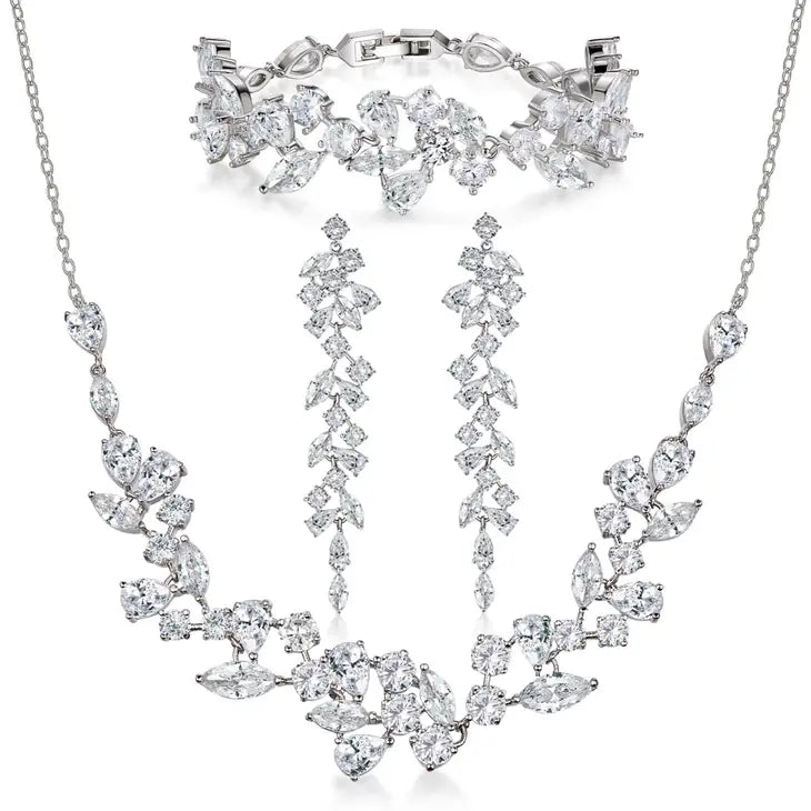 Sweet V 3-Pcs CZ Jewelry Wedding Set