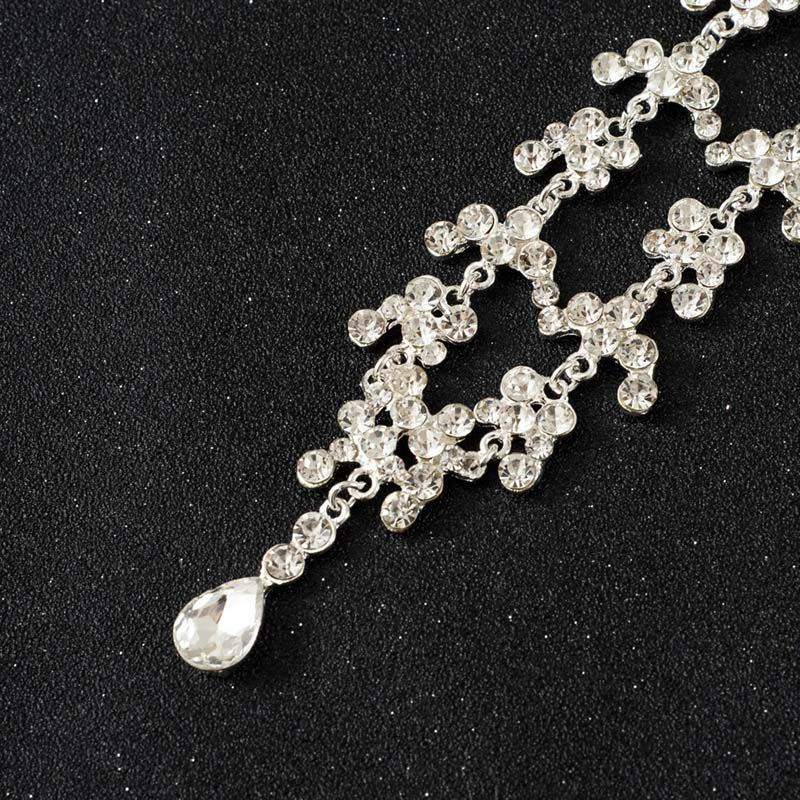 Luxury Rhinestone Bridal Necklace and Earrings Set