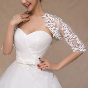 Bridal Patchwork Lace Shawl Bolero with Peep Back Lace Design