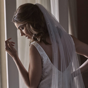 Romantic Pearl Beaded Wedding Veil