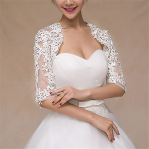 Bridal Patchwork Lace Shawl Bolero with Peep Back Lace Design