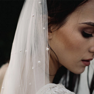 Romantic Pearl Beaded Wedding Veil