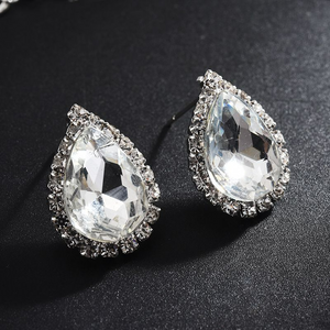 Rhinestone Drop Pendant Necklace  and Earrings Set