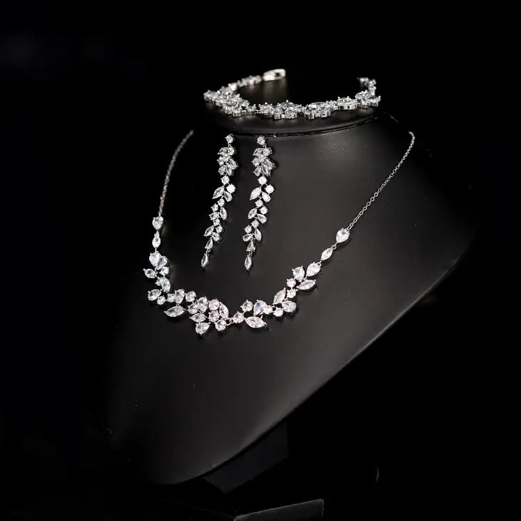 Sweet V 3-Pcs CZ Jewelry Wedding Set